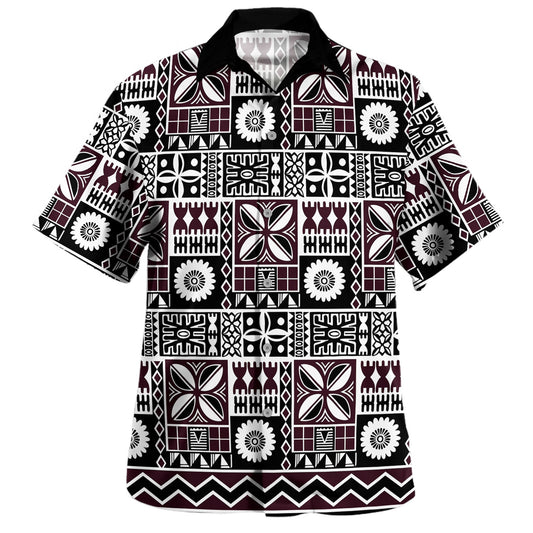 Fiji Hawaiian Shirt Rugby Tribal Half Style