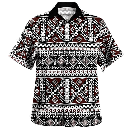 Samoa Hawaiian Shirt Polynesian Tribal Print Stripe Style
