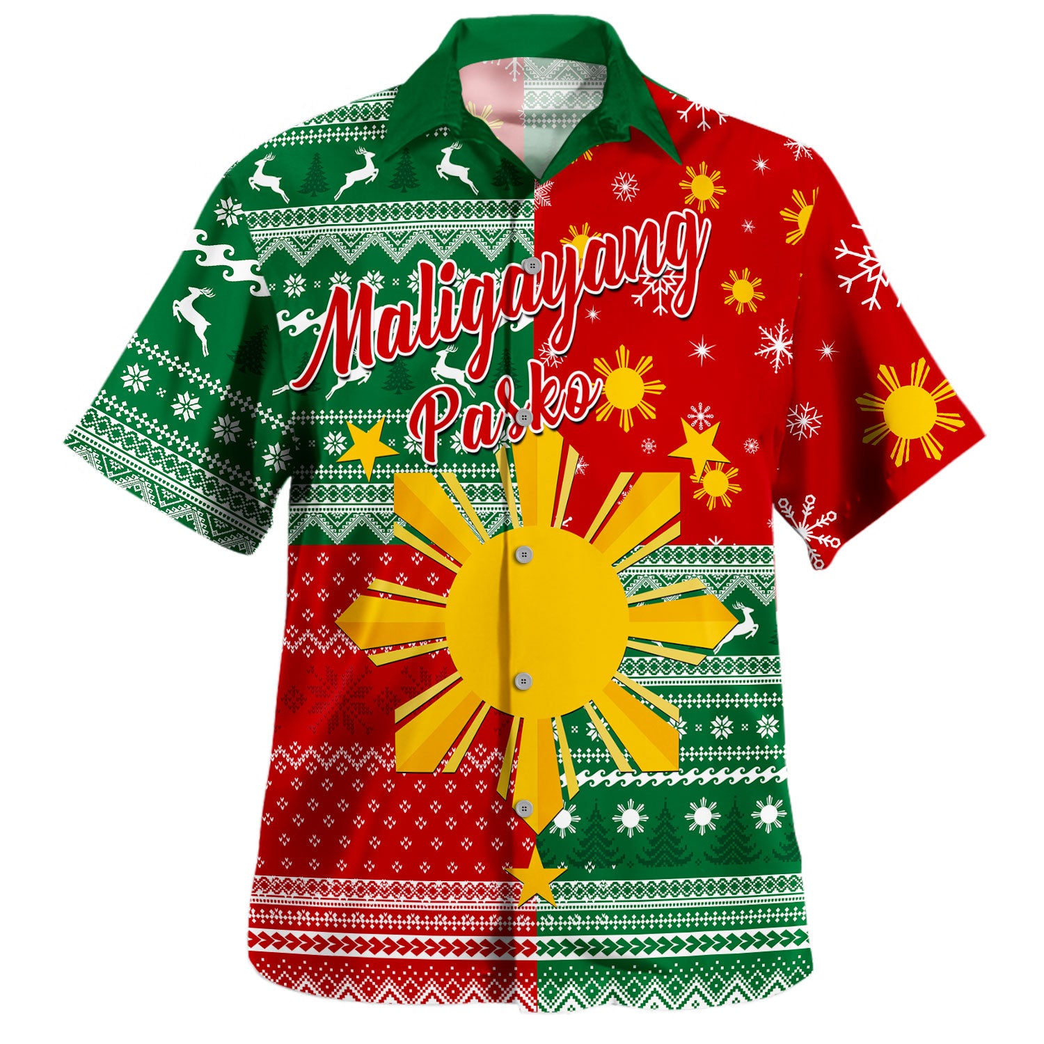 Philippines Filipinos Hawaiian Shirt Santa Christmas Pattern Sun Style