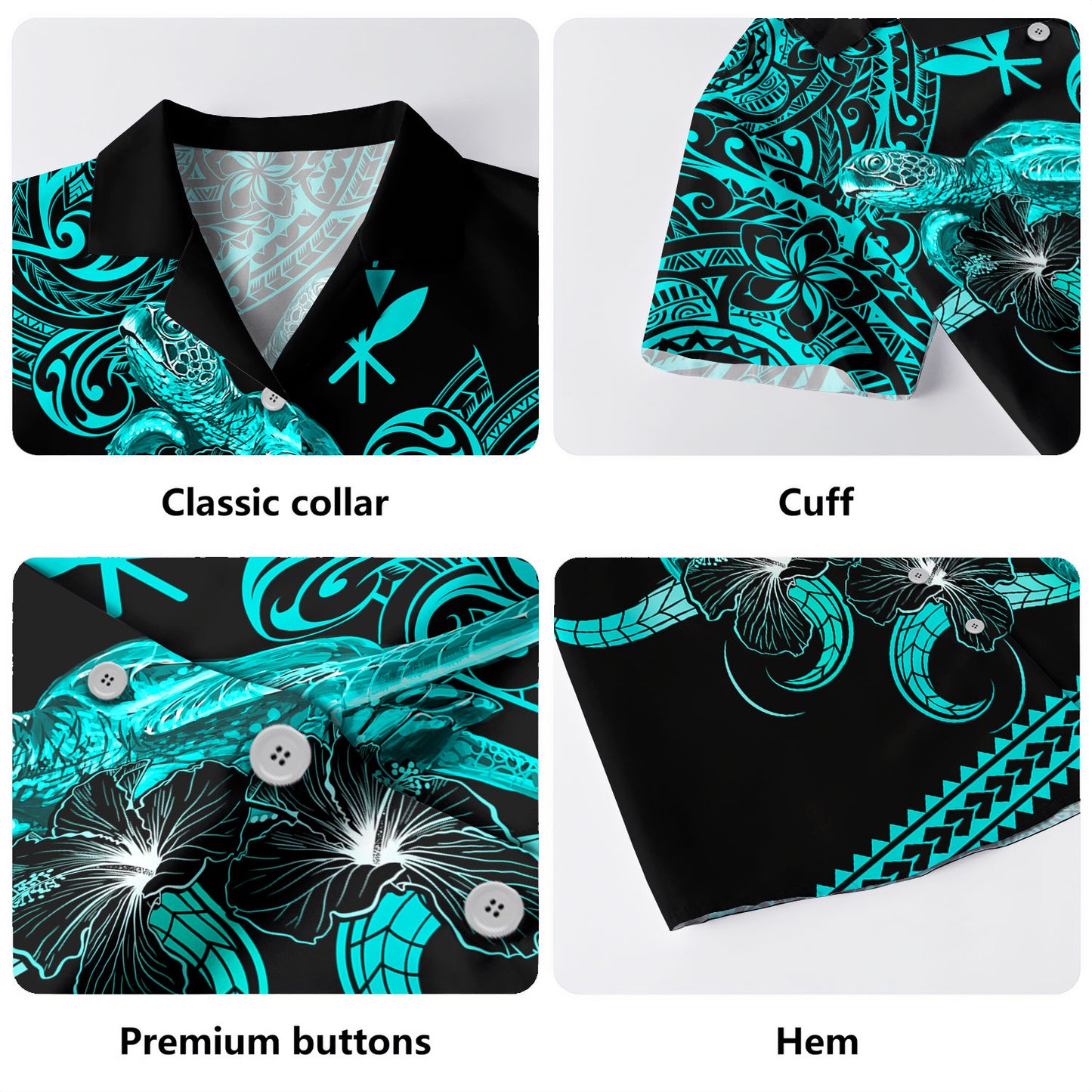 Hawaii Hawaiian Shirt Polynesia Tribal Kanaka Sea Turtle Hibiscus Flower