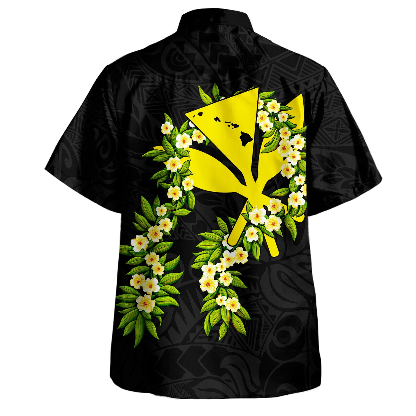 Hawaii Combo Dress And Shirt Tribal Leaf Ti Leaf Lei