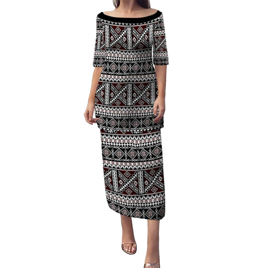 Samoa Puletasi Polynesian Tribal Print Stripe Style