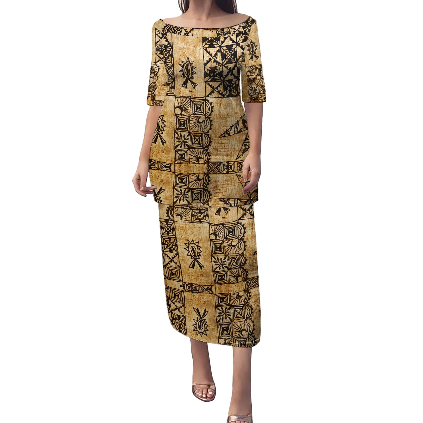 Tonga Combo Puletasi And Shirt Tapa Cloth Vintage