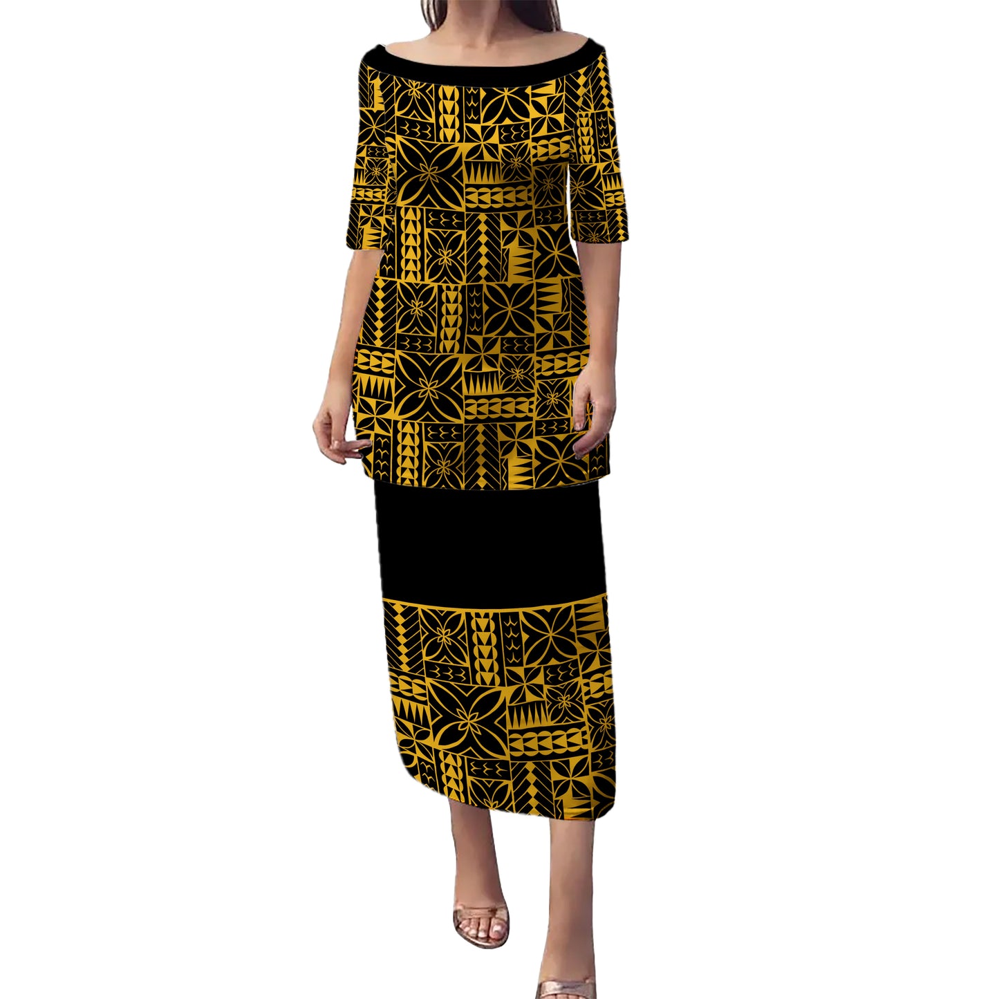 Samoa Puletasi Siapo Design Tribal Pattern
