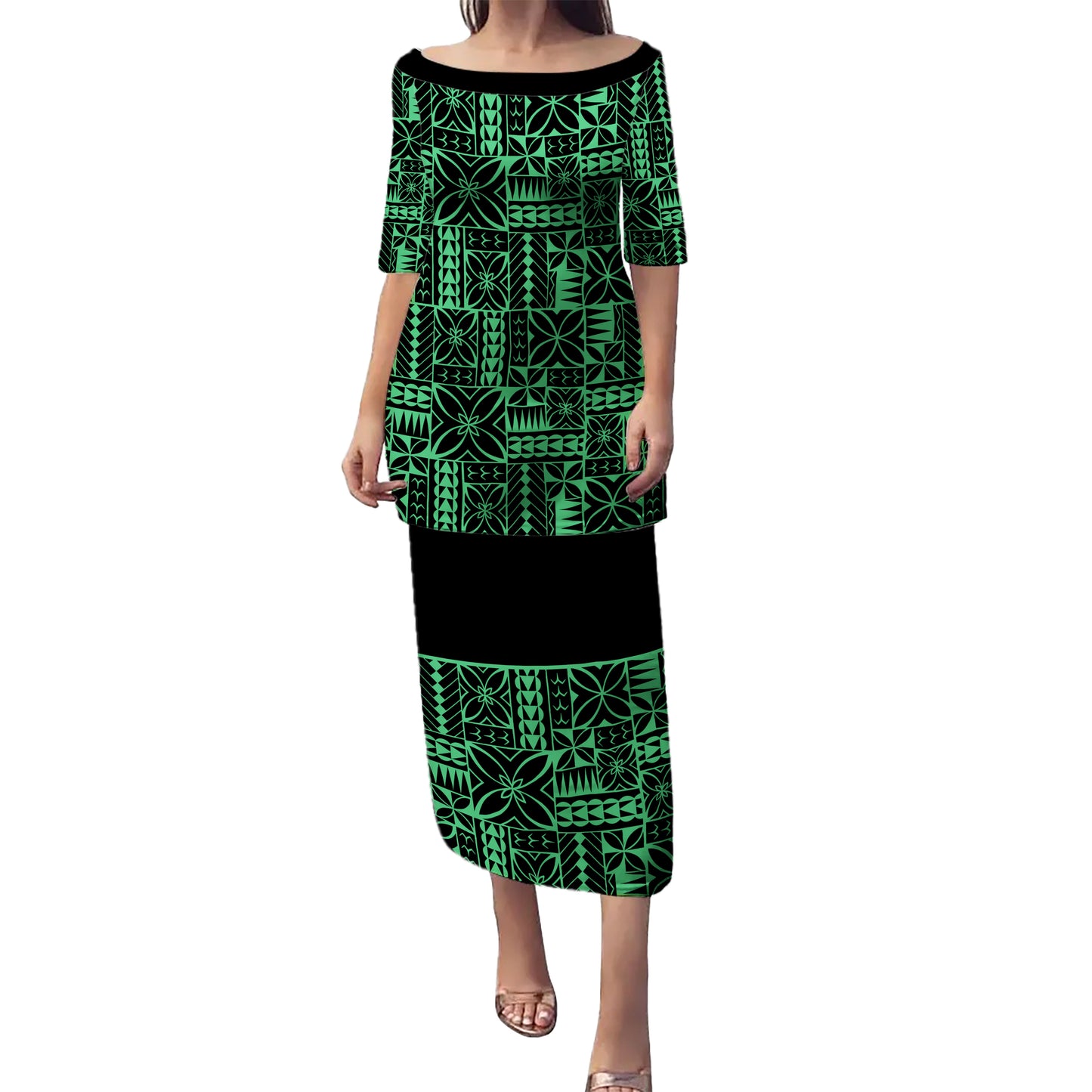 Samoa Puletasi Siapo Design Tribal Pattern