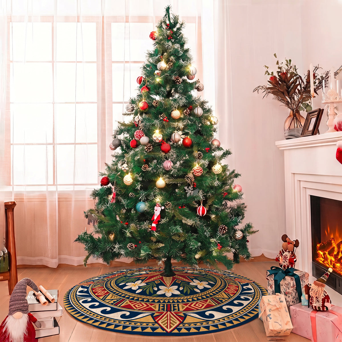 Philippines Filipinos Quilt Christmas Tree Skirt Polynesian Tribal Mandala Design