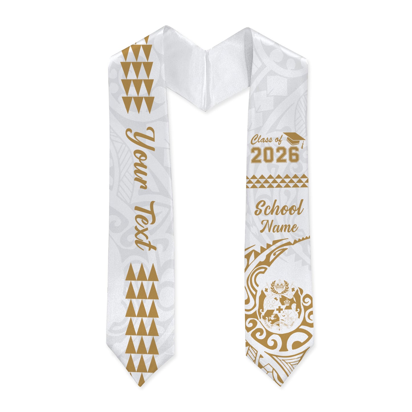 Tonga Graduation Stole Custom Class 2026 Coat Of Arms Kakau Style