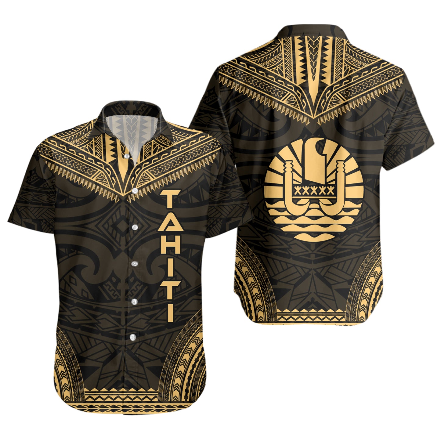 Tahiti Polynesian Chief Short Sleeve Shirt - Gold Version
