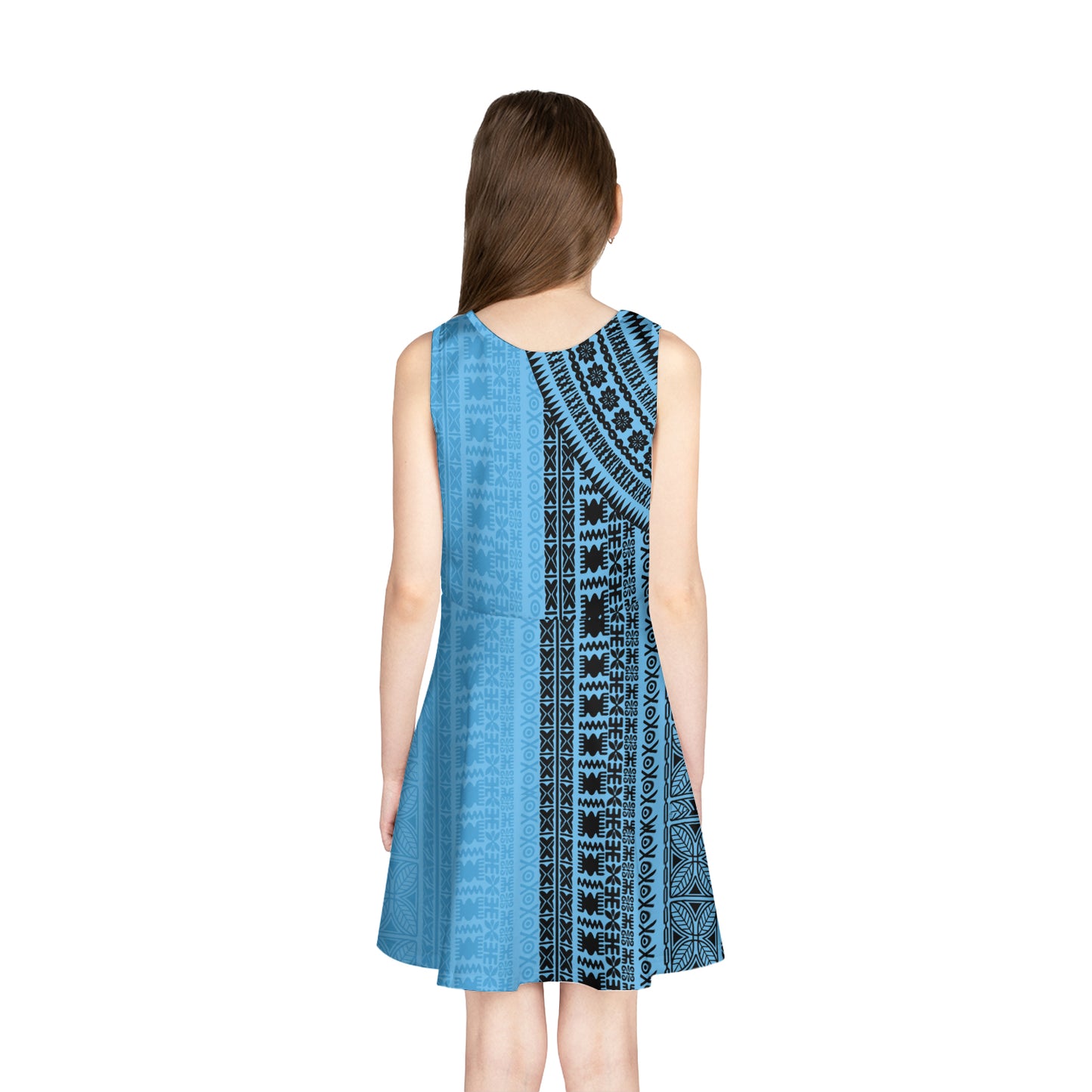 Fiji Girls Sleeveless Sundress Bula Pattern Half Concept