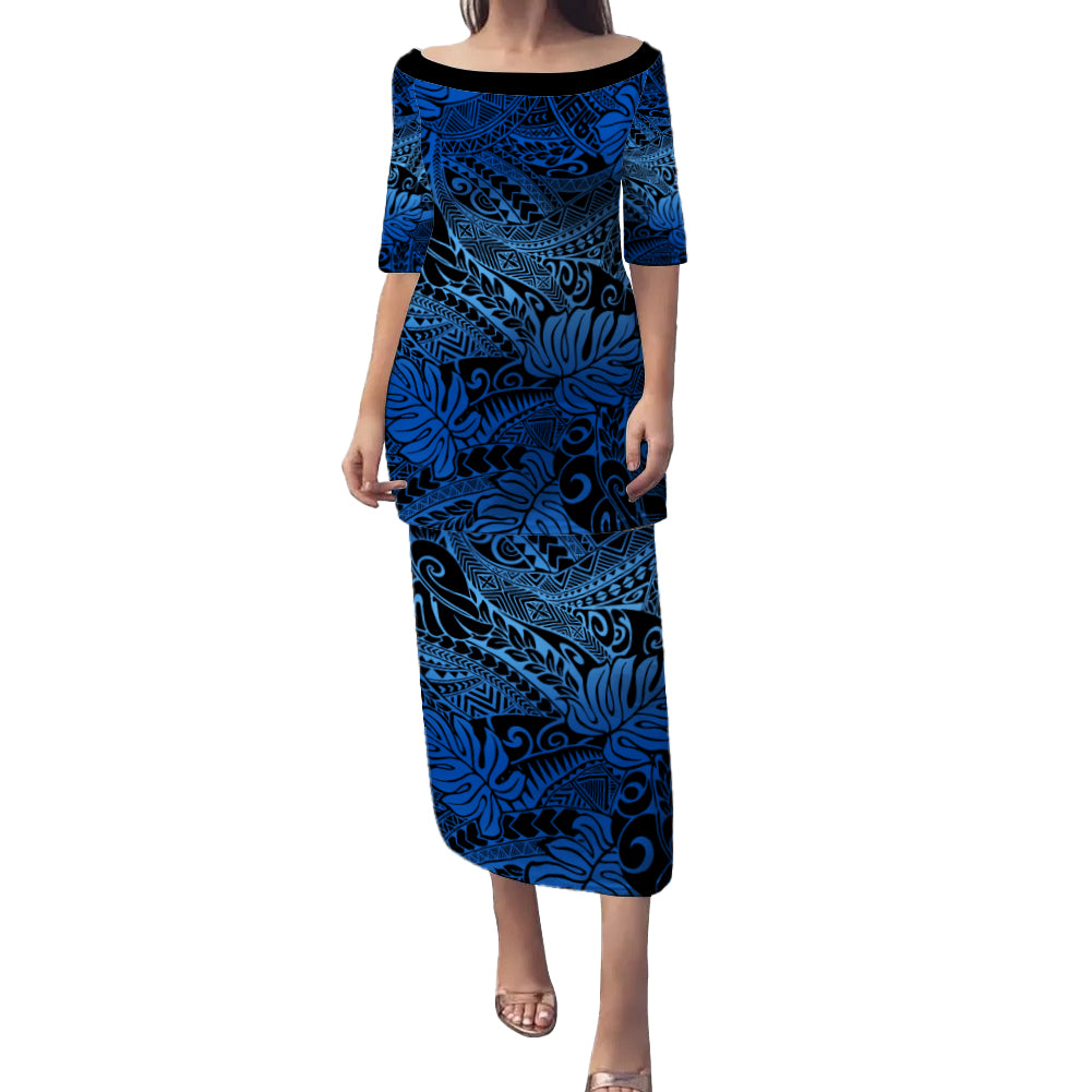 Hawaii Combo Puletasi And Shirt Tribal Polynesian Pattern Leaf