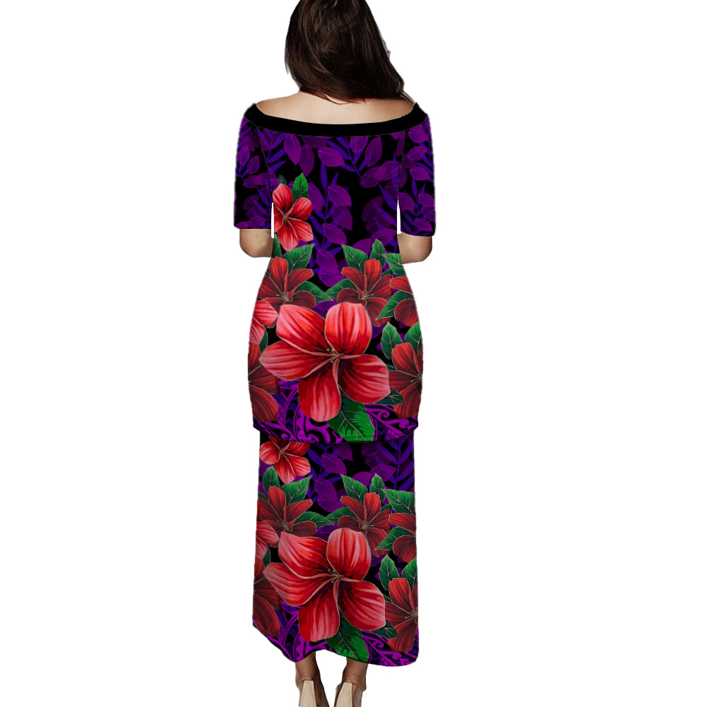 Hawaii Combo Puletasi And Shirt Plumeria Tropical Leaf