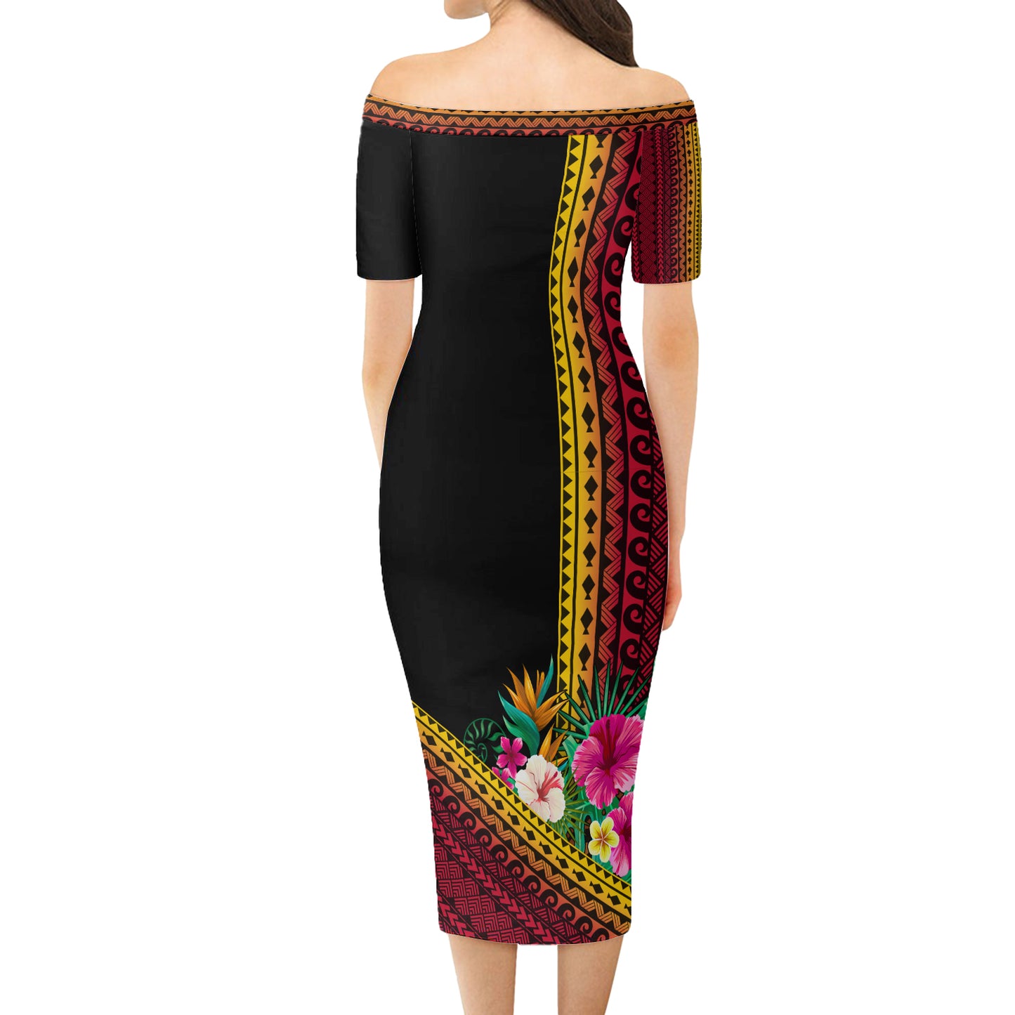 Papua New Guinea Short Sleeve Off The Shoulder Lady Dress Paradise Bird