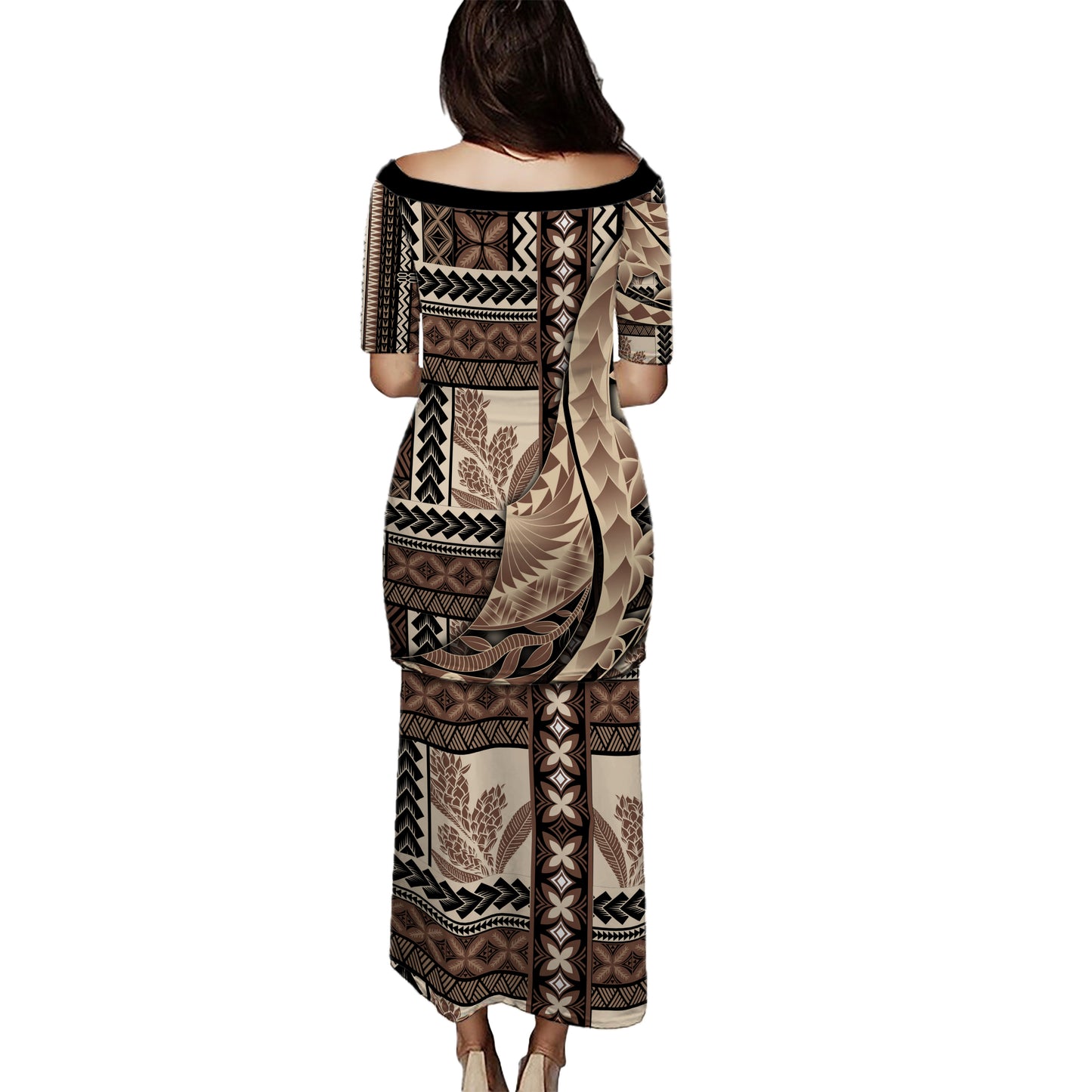 Samoa Combo Puletasi And Shirt Siapo With Polynesia Pattern