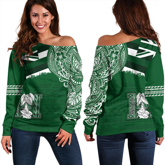 Hawaii Off Shoulder Sweatshirt Molokaʻi High School With Crest Style
