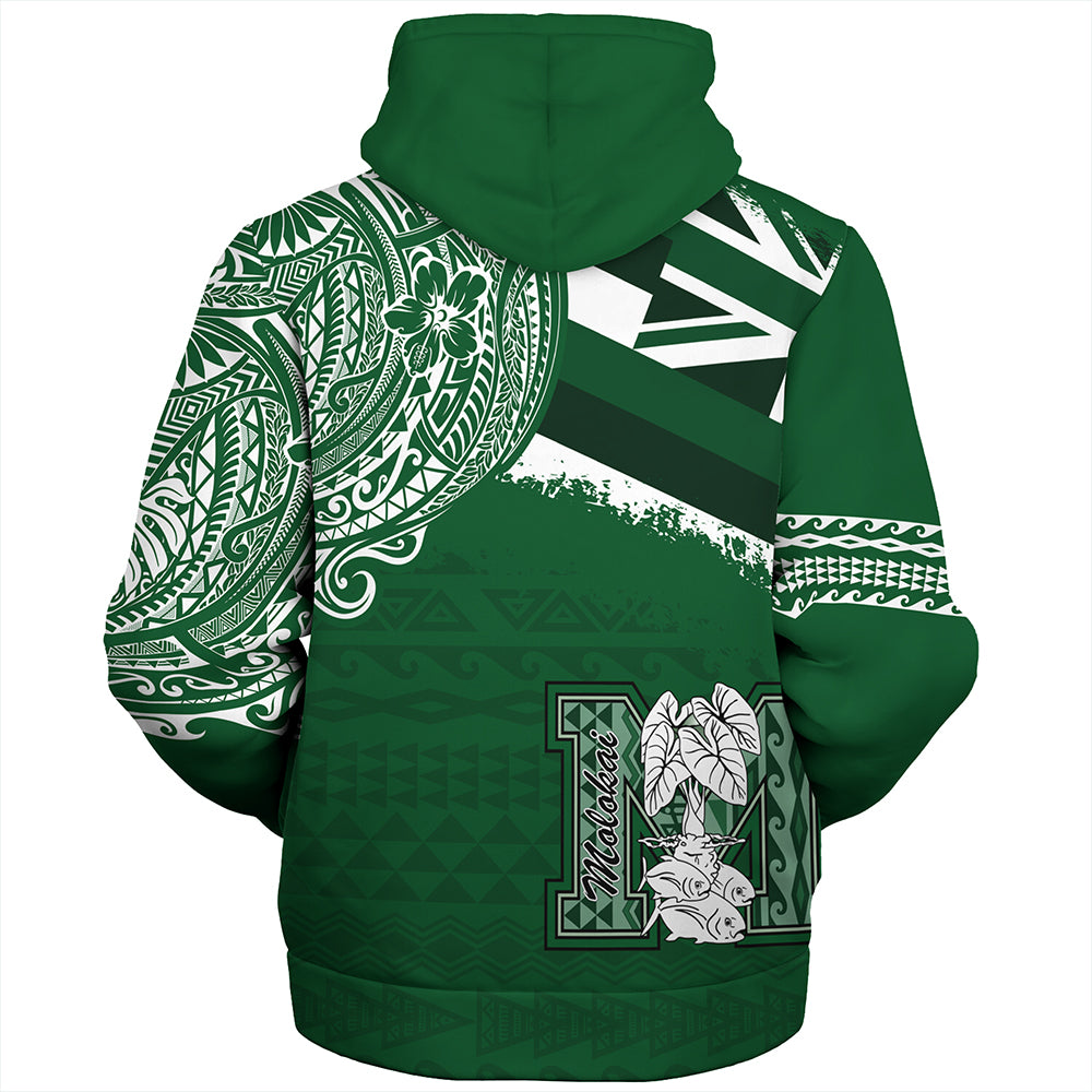 Hawaii Sherpa Hoodie Molokai High School With Crest Style