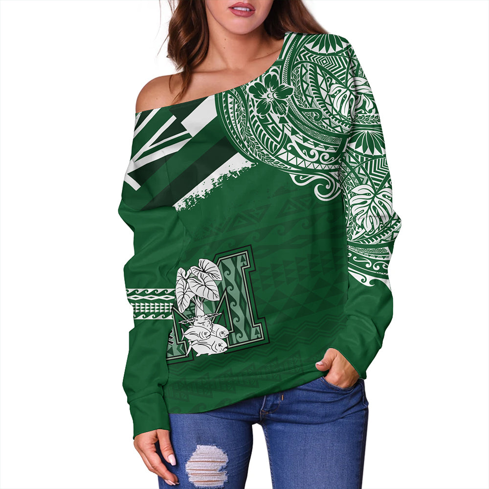 Hawaii Off Shoulder Sweatshirt Molokaʻi High School With Crest Style