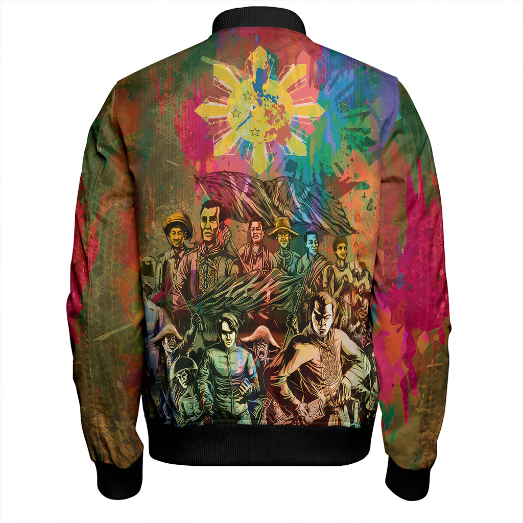 Philippines Filipinos Bomber Jacket National Heroes Brush Color Style
