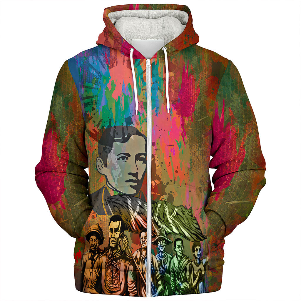 Philippines Filipinos Sherpa Hoodie National Heroes Brush Color Style