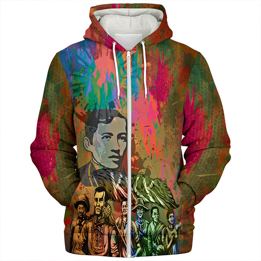 Philippines Filipinos Sherpa Hoodie National Heroes Brush Color Style