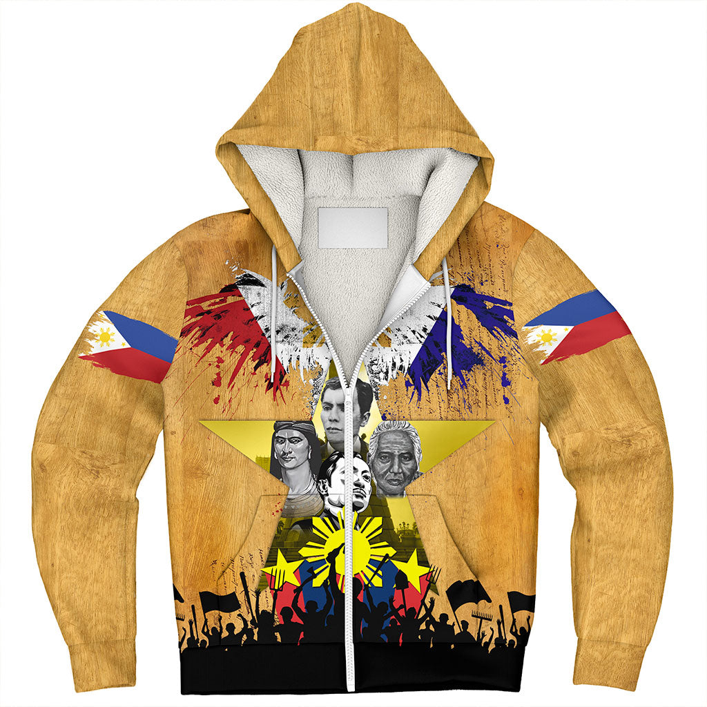 Philippines Filipinos Sherpa Hoodie National Heroes Flag Eagle