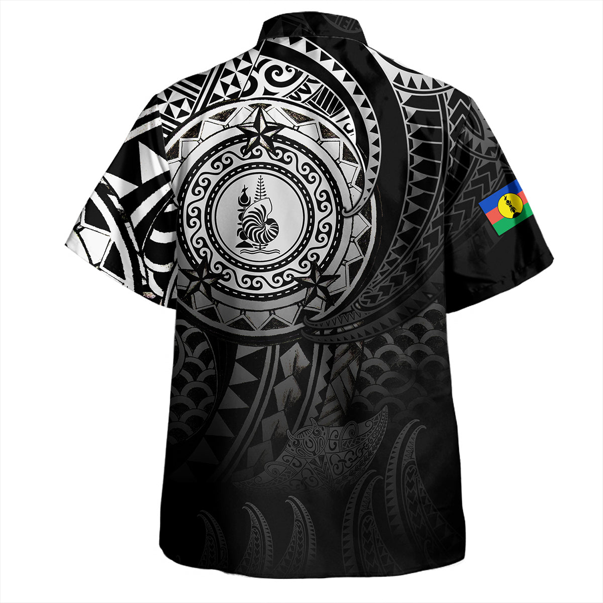 New Caledonia Hawaiian Shirt Pearl Of The Pacific Black Polynesian Tattau