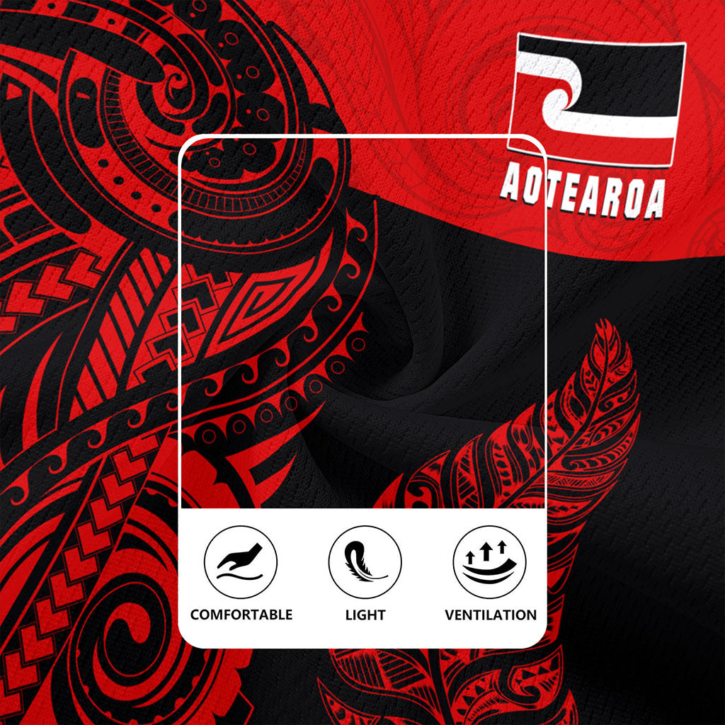 New Zealand Rugby Jersey Maori Pattern Aotearoa Silver Fern Tattoo