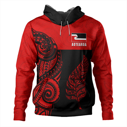 New Zealand Hoodie Maori Pattern Aotearoa Silver Fern Tattoo
