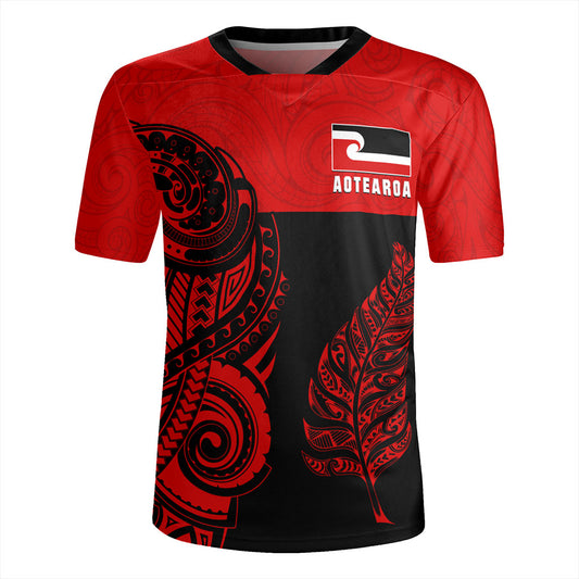New Zealand Rugby Jersey Maori Pattern Aotearoa Silver Fern Tattoo