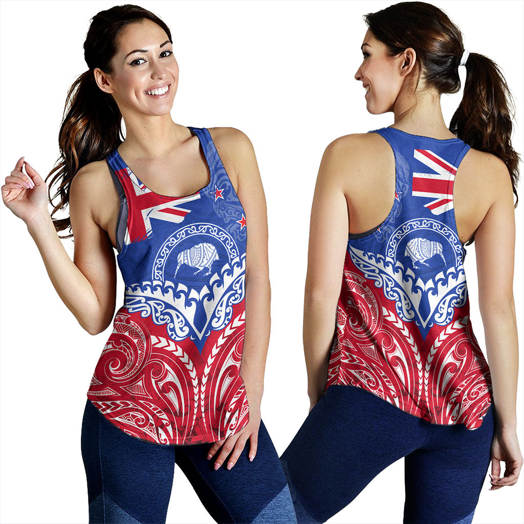 New Zealand Women Tank Flag With Kiwi And Maori Pattern