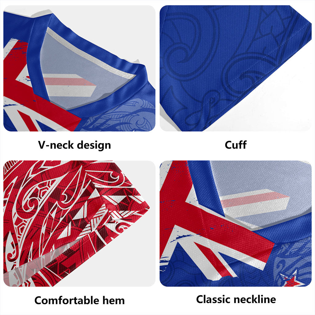 New Zealand Rugby Jersey Flag With Kiwi And Maori Pattern