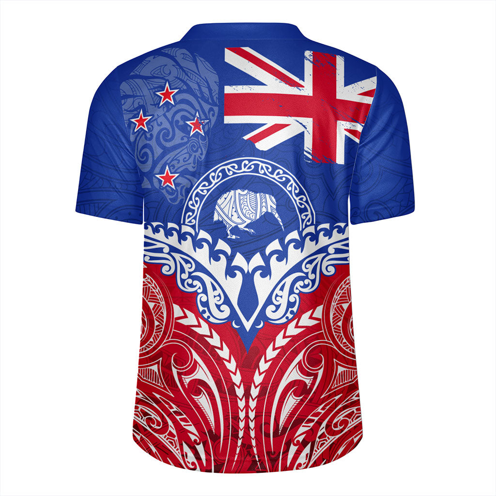 New Zealand Rugby Jersey Flag With Kiwi And Maori Pattern