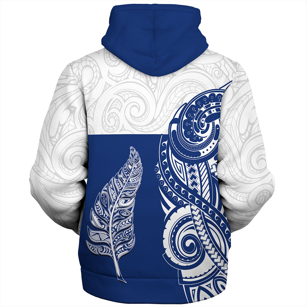 New Zealand Sherpa Hoodie Maori Pattern Silver Fern Tattoo
