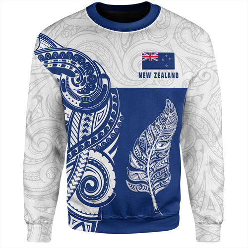 New Zealand Sweatshirt Maori Pattern Silver Fern Tattoo
