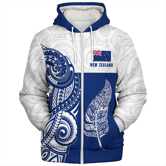 New Zealand Sherpa Hoodie Maori Pattern Silver Fern Tattoo