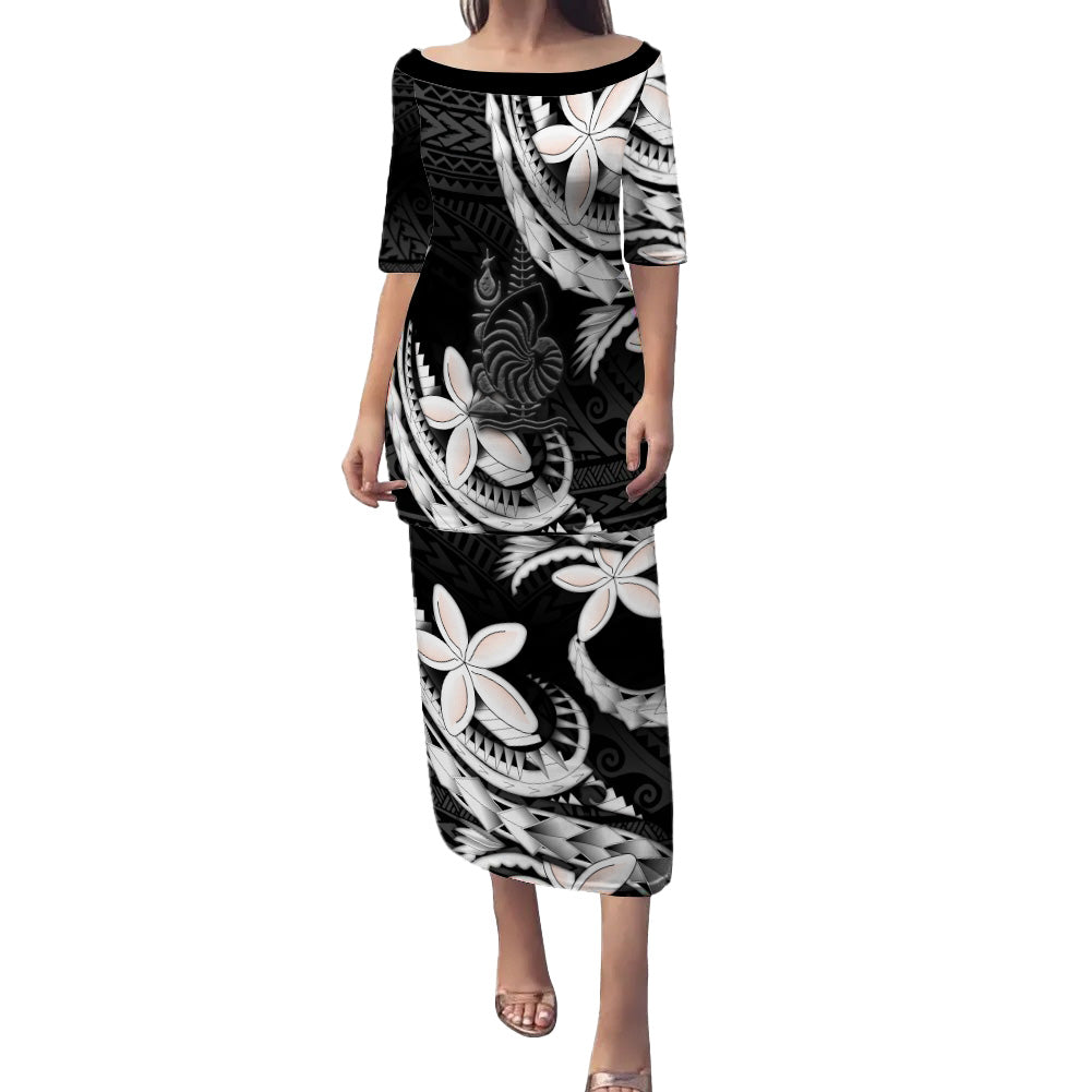 New Caledonia Combo Puletasi And Shirt Polynesian Patterns Plumeria Flowers Special Style
