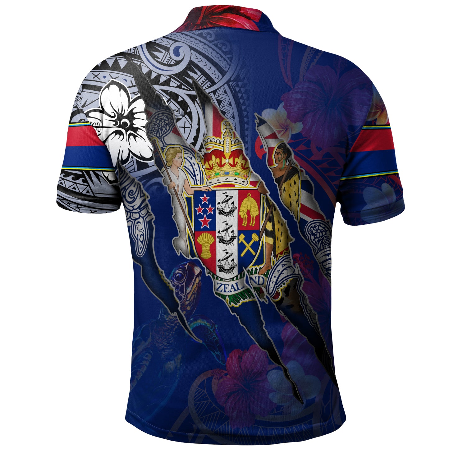New Zealand Polo Shirt Custom Kiwis Blood Inside Me Polynesian Sleeve Tattoo Tropical Blue