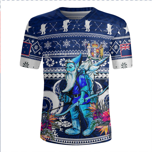 New Zealand Rugby Jersey Custom Meri Kirihimete Ugly Christmas Gnome Packing Out a Unicorn