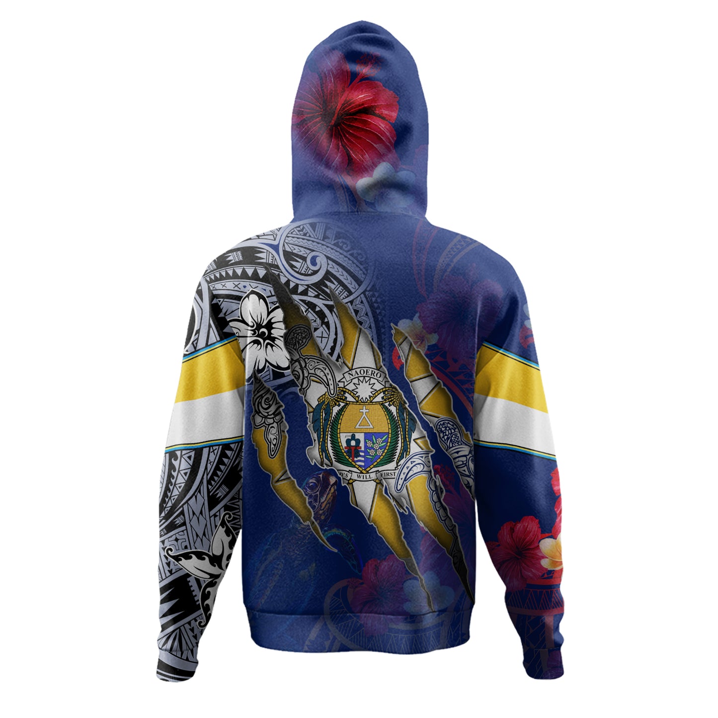 Nauru Hoodie Custom Nauruan Blood Inside Me Polynesian Sleeve Tattoo Tropical Blue