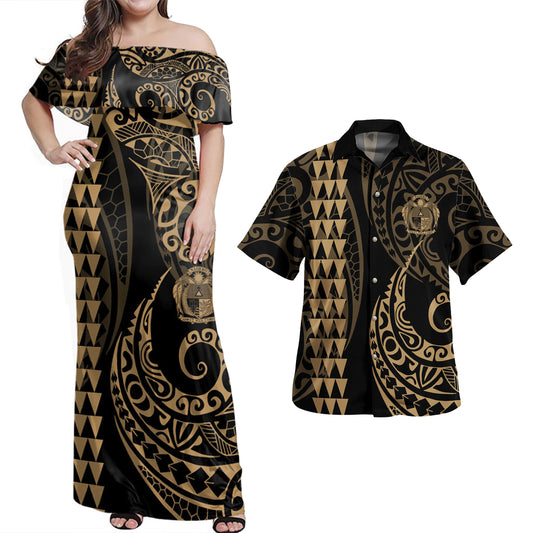 Nauru Combo Dress And Shirt Kakau Style Gold