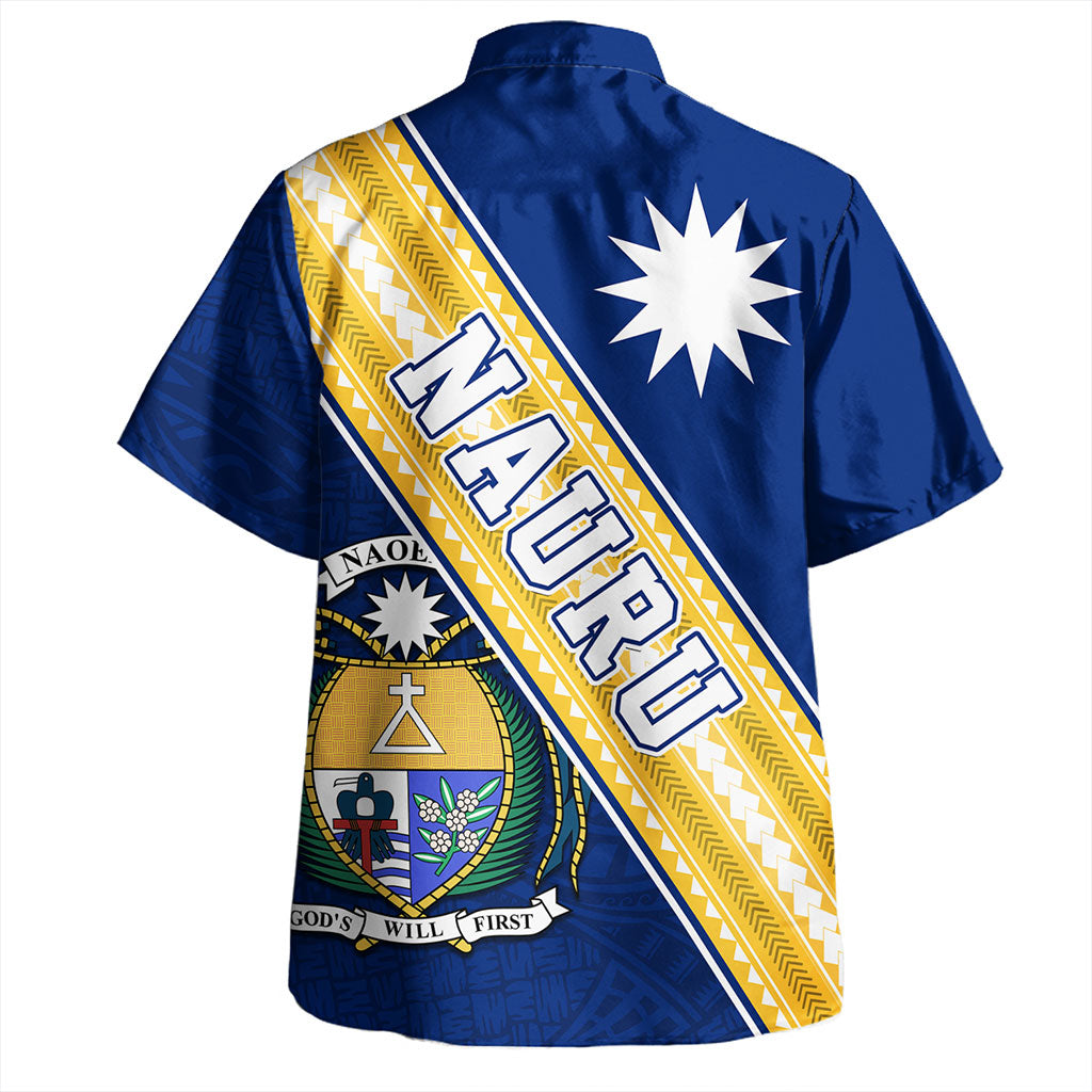 Nauru Hawaiian Shirt Flag And Coat Of Arms