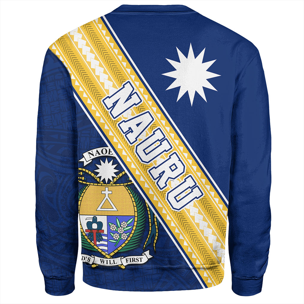 Nauru Sweatshirt Flag And Coat Of Arms
