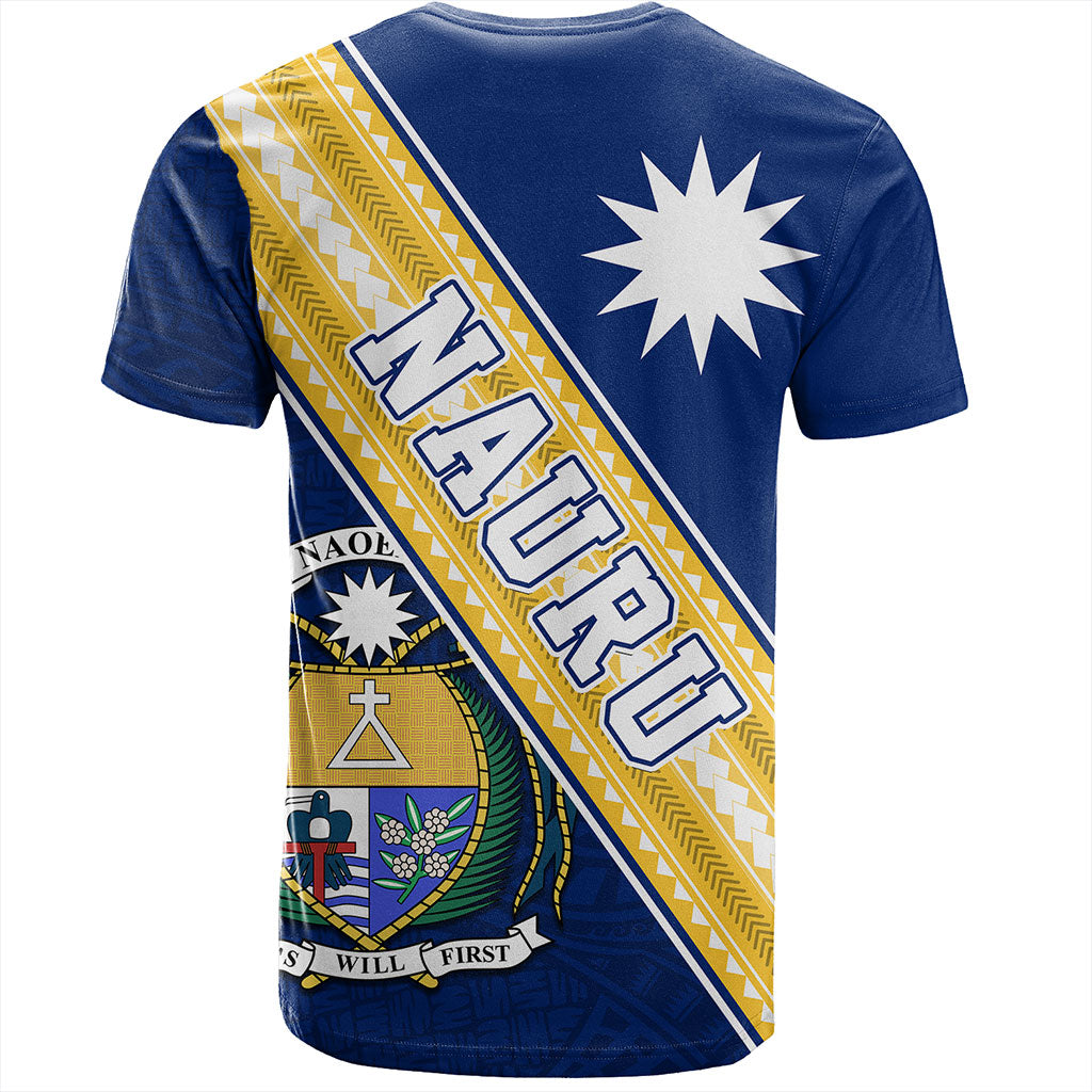 Nauru T-Shirt Flag And Coat Of Arms