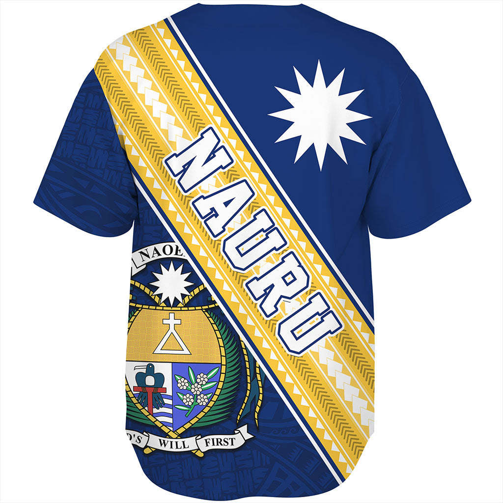 Nauru Baseball Shirt Flag And Coat Of Arms