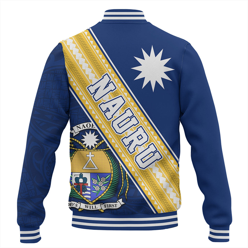 Nauru Baseball Jacket Flag And Coat Of Arms
