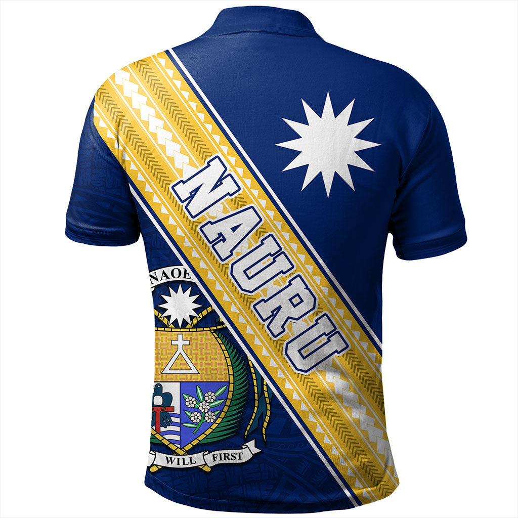 Nauru Polo Shirt Flag And Coat Of Arms