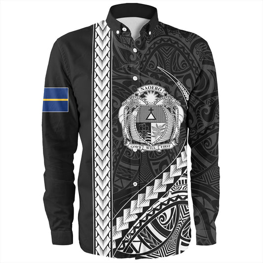 Nauru Long Sleeve Shirt Tribal Micronesian Coat Of Arms