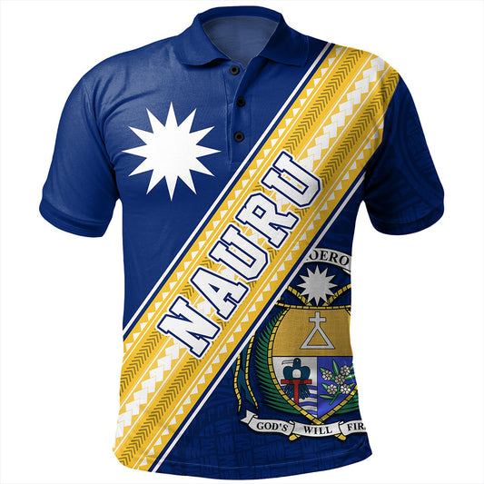Nauru Polo Shirt Flag And Coat Of Arms