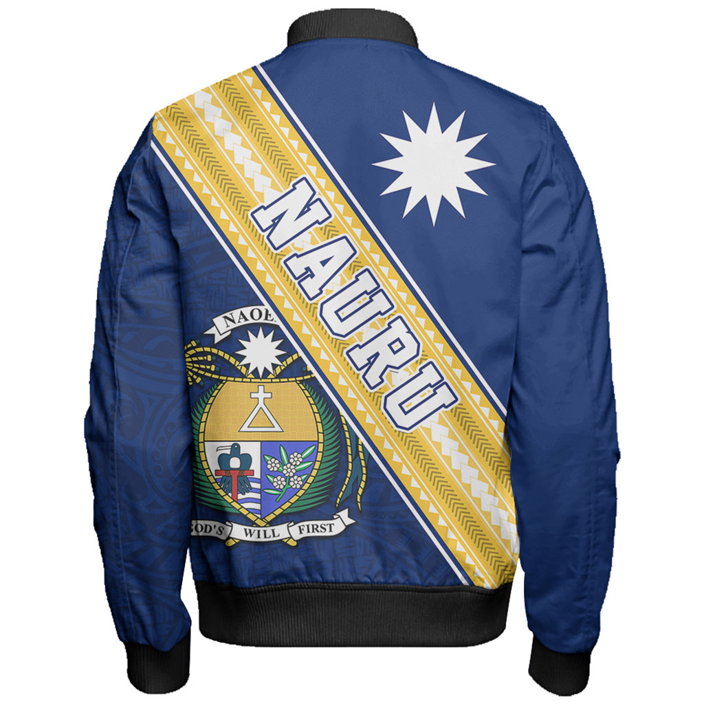 Nauru Bomber Jacket Flag And Coat Of Arms