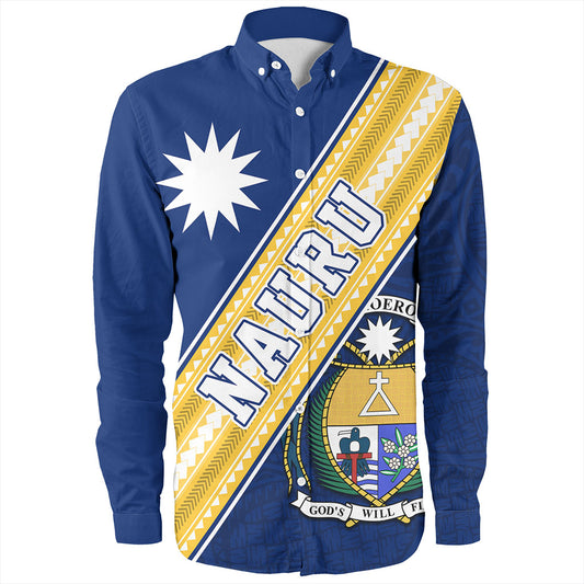 Nauru Long Sleeve Shirt Flag And Coat Of Arms
