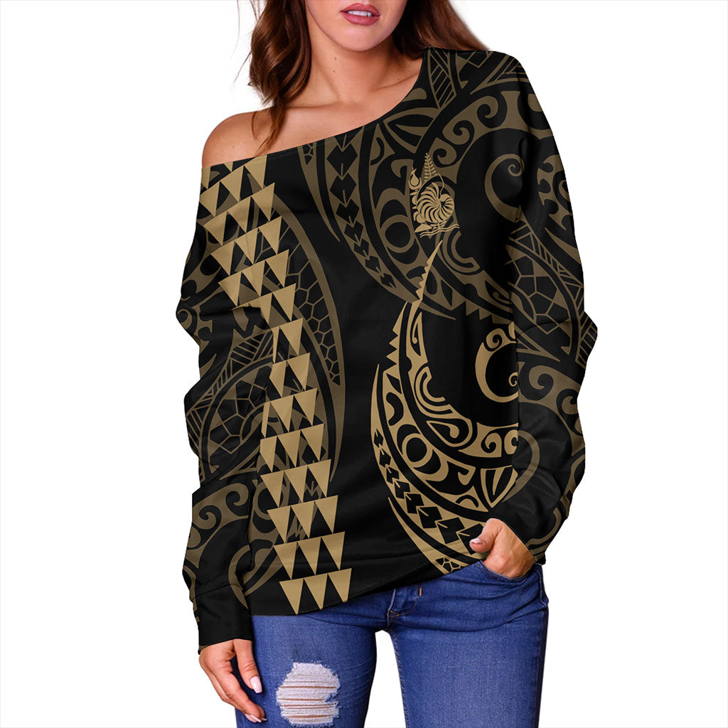 New Caledonia Off Shoulder Sweatshirt Kakau Style Ver.1